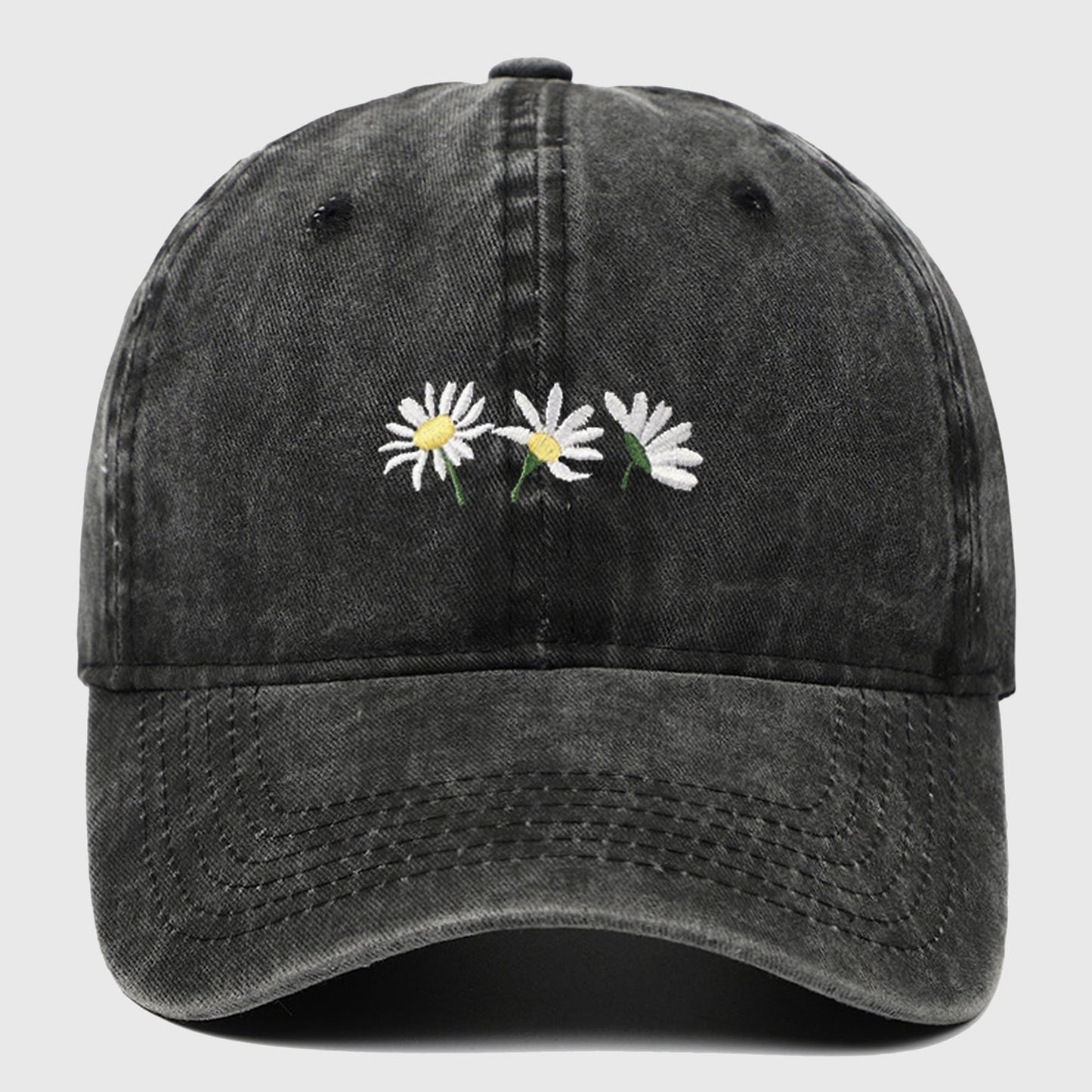 Anna-Kaci Women's Vintage - Washed Baseball Cap with Daisy Embroidery