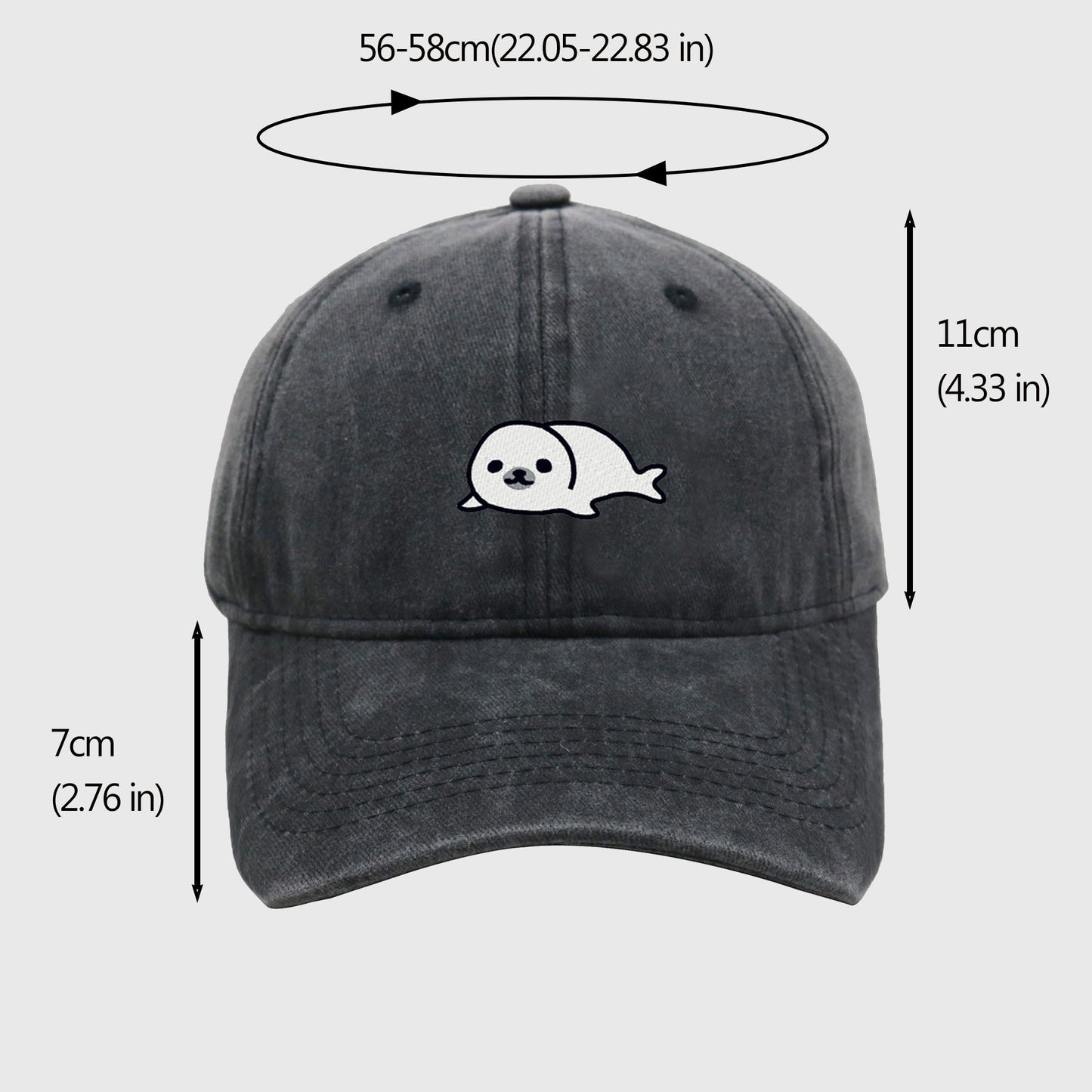 Anna-Kaci Women's Vintage Washed Baseball Cap with Cute Seal Embroidery
