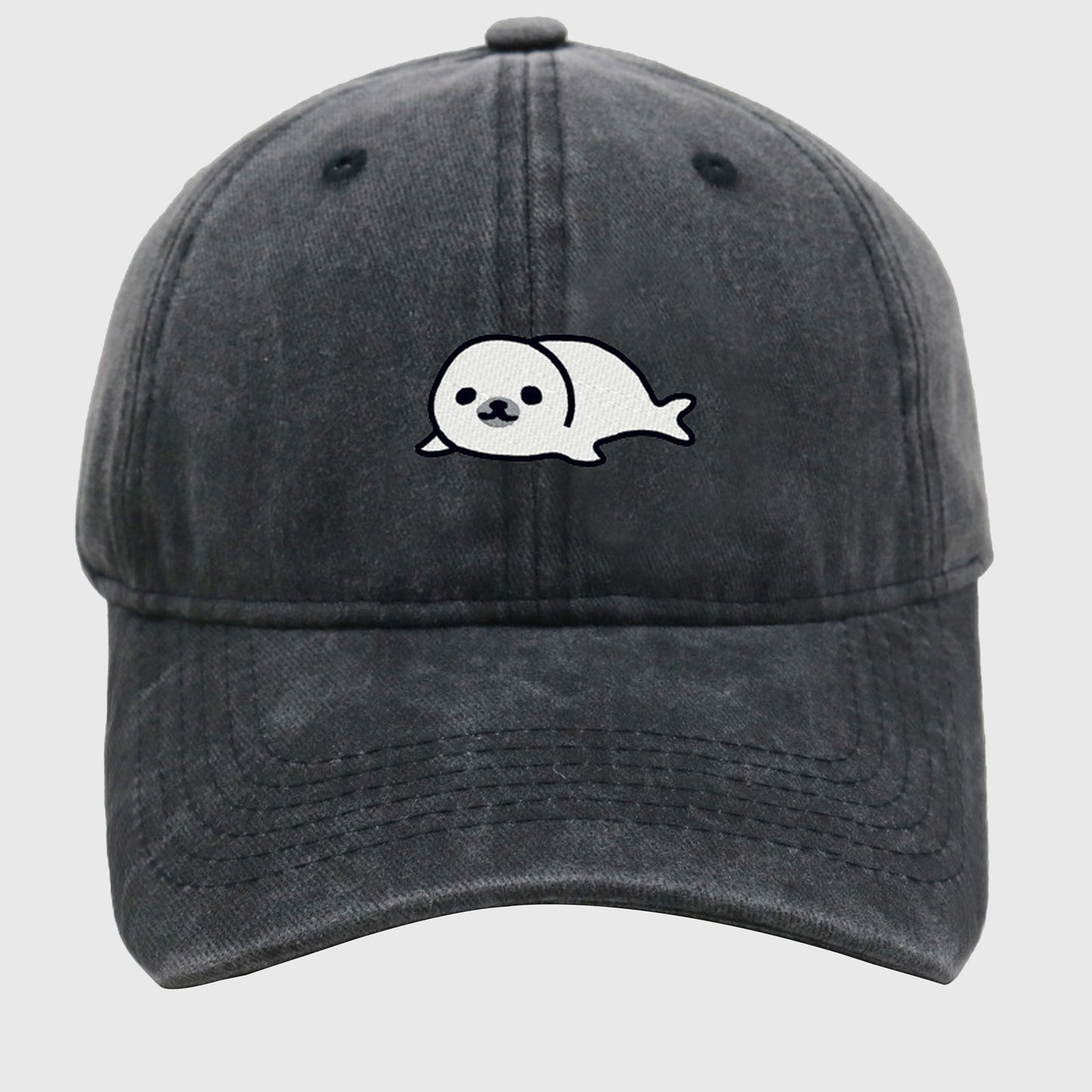 Anna-Kaci Women's Vintage Washed Baseball Cap with Cute Seal Embroidery