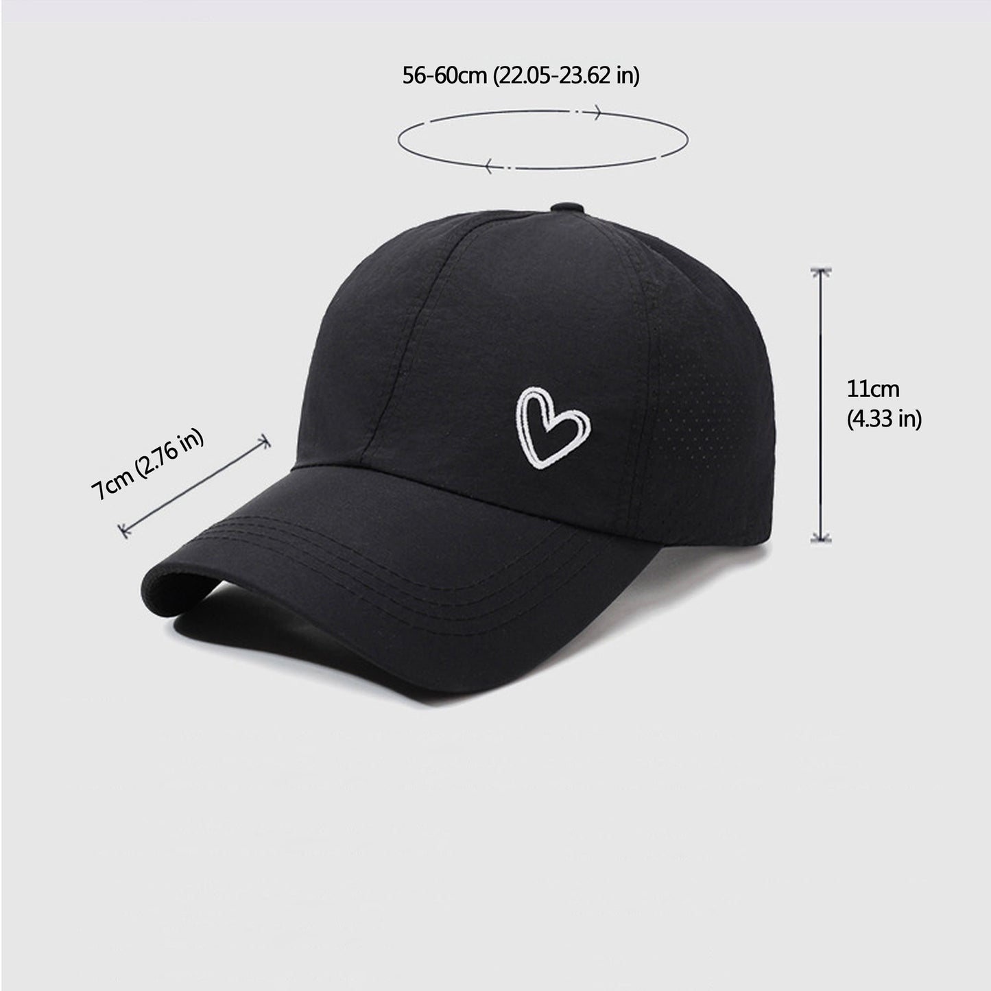 Anna-Kaci Women's Baseball Cap with Heart Embroidery - Breathable Criss - Cross Back Hat