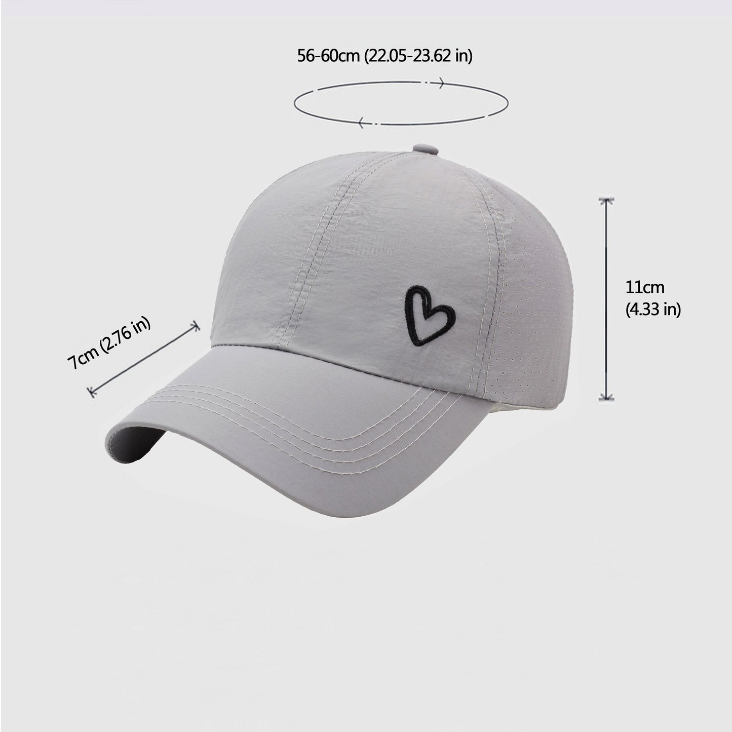 Anna-Kaci Women's Baseball Cap with Heart Embroidery - Breathable Criss - Cross Back Hat
