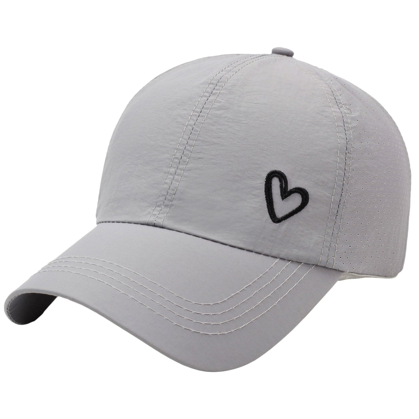 Anna-Kaci Women's Baseball Cap with Heart Embroidery - Breathable Criss - Cross Back Hat