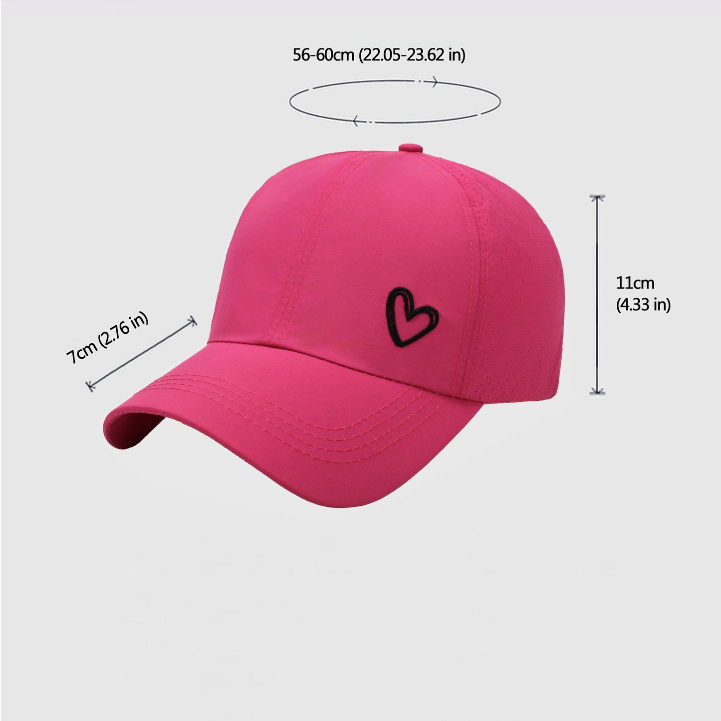 Anna-Kaci Women's Baseball Cap with Heart Embroidery - Breathable Criss - Cross Back Hat