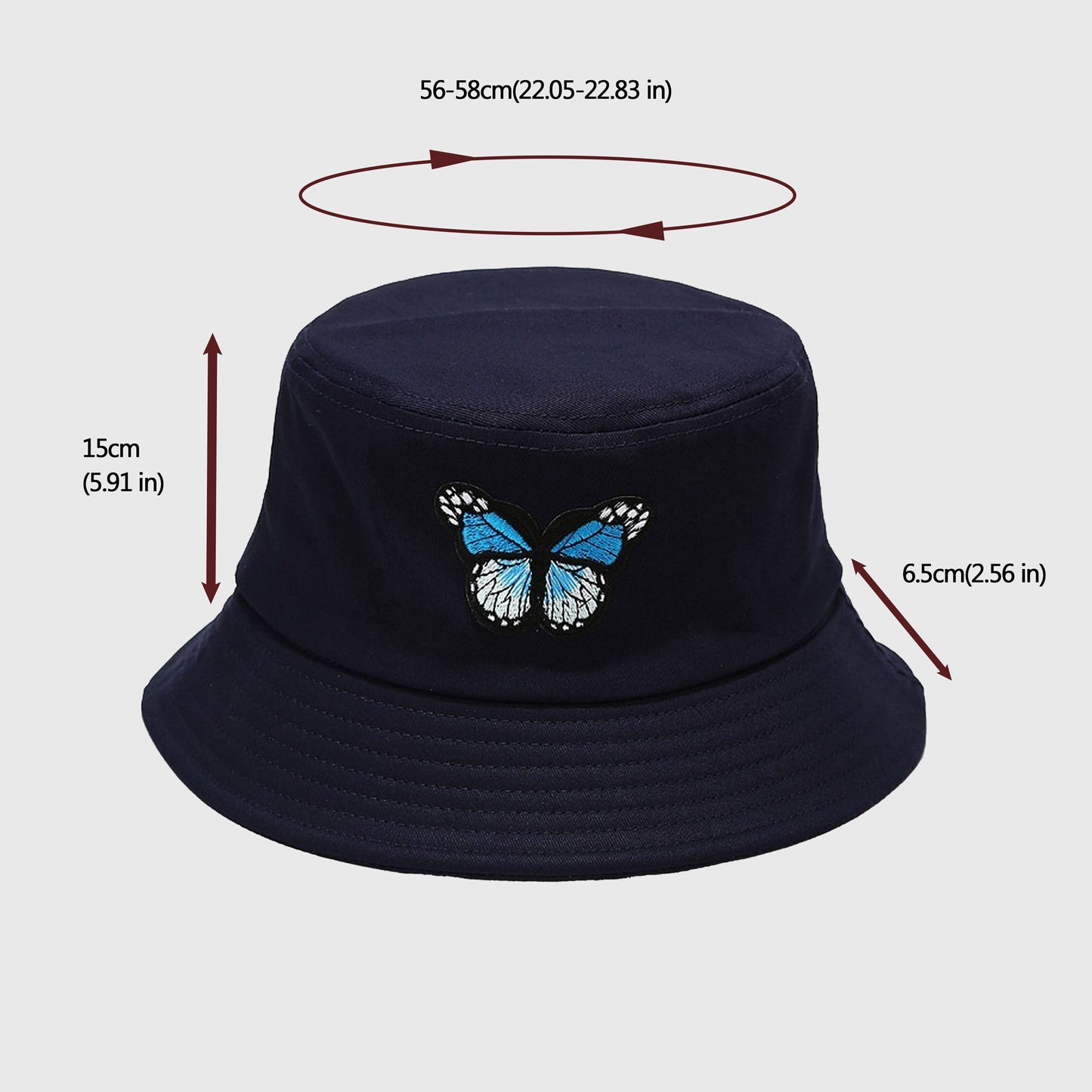 Anna-Kaci Women's Bucket Hat with Butterfly Embroidery