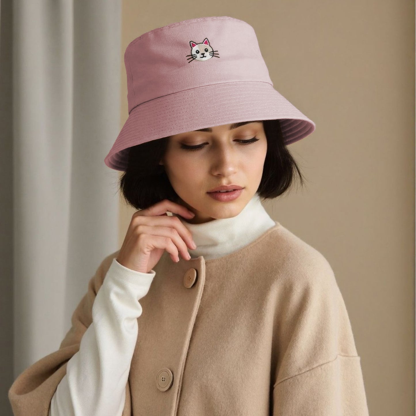 Anna-Kaci Women's Cute & Stylish Bucket Hat with Cat Embroidery
