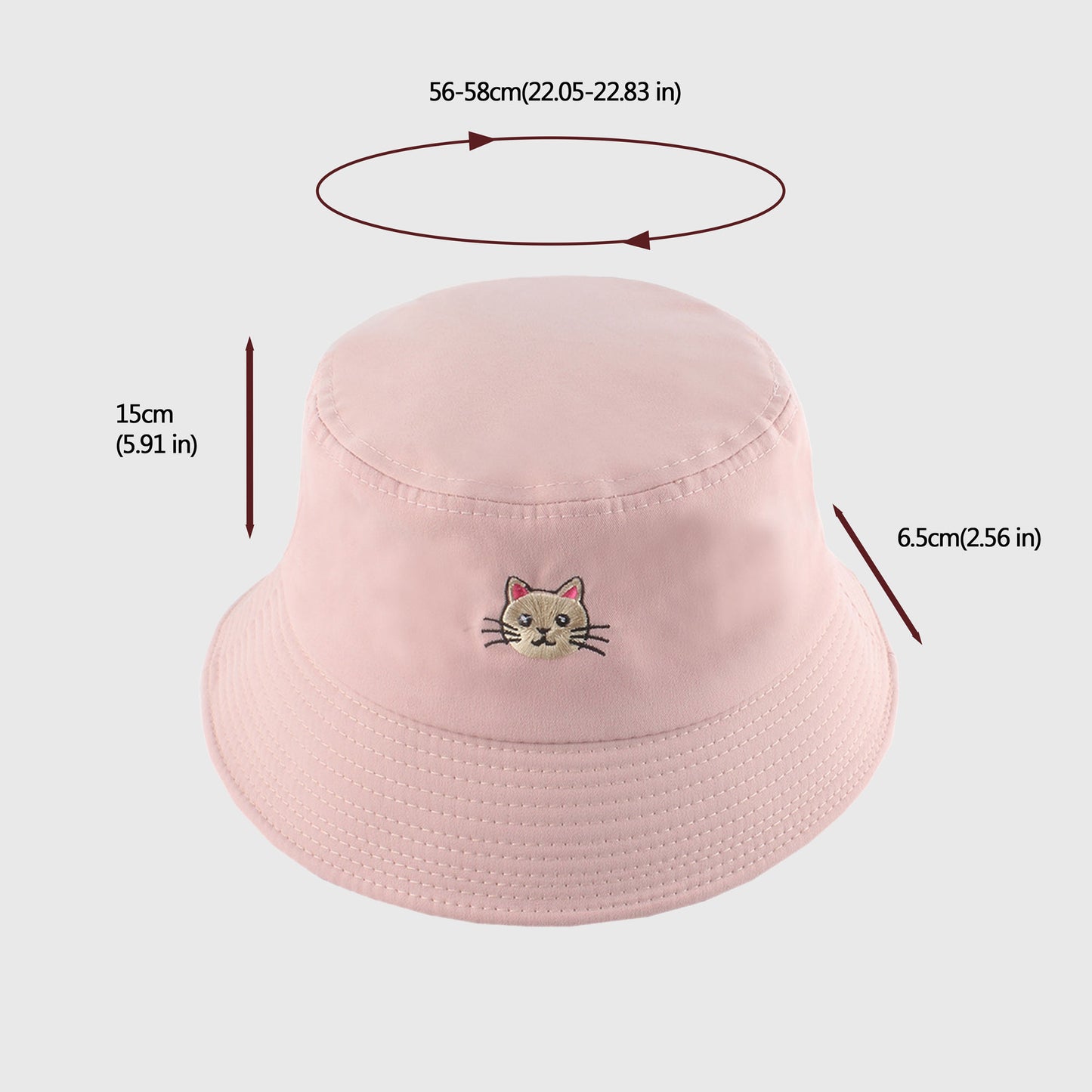 Anna-Kaci Women's Cute & Stylish Bucket Hat with Cat Embroidery