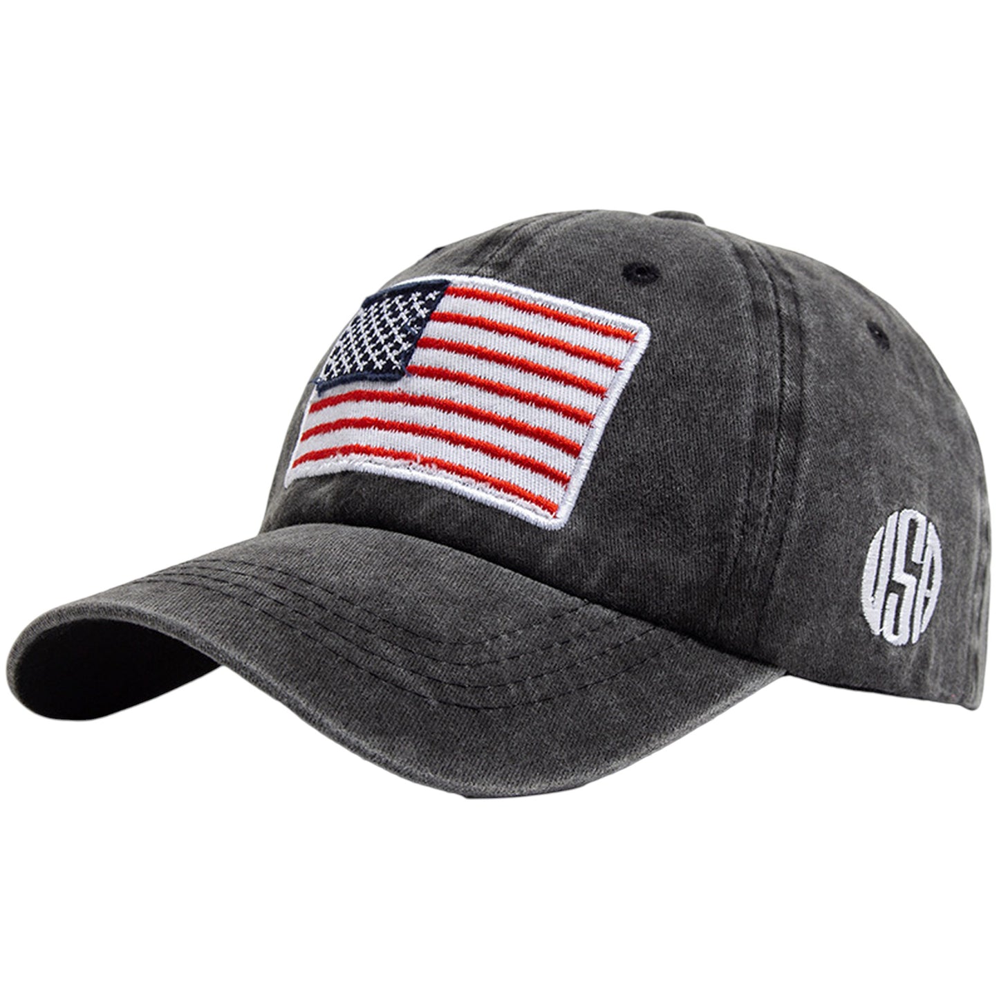 Anna-Kaci Unisex Vintage Baseball Cap with USA Flag Patch