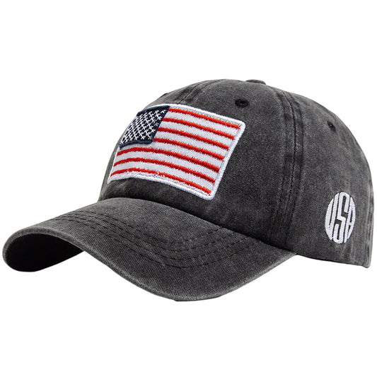 Anna-Kaci Unisex Vintage Baseball Cap with USA Flag Patch
