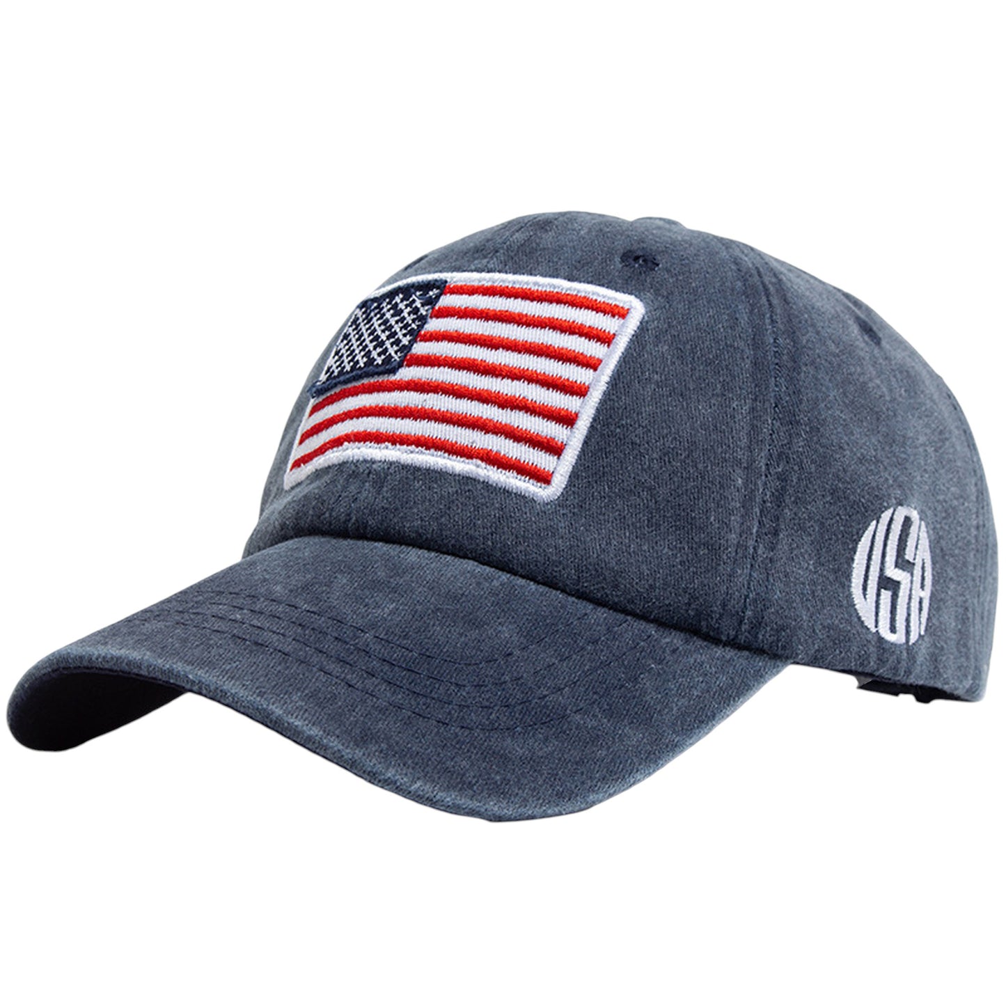 Anna-Kaci Unisex Vintage Baseball Cap with USA Flag Patch