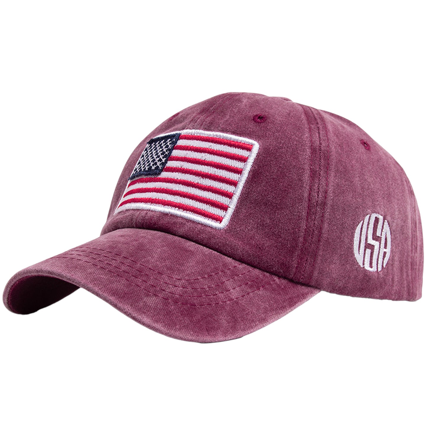 Anna-Kaci Unisex Vintage Baseball Cap with USA Flag Patch