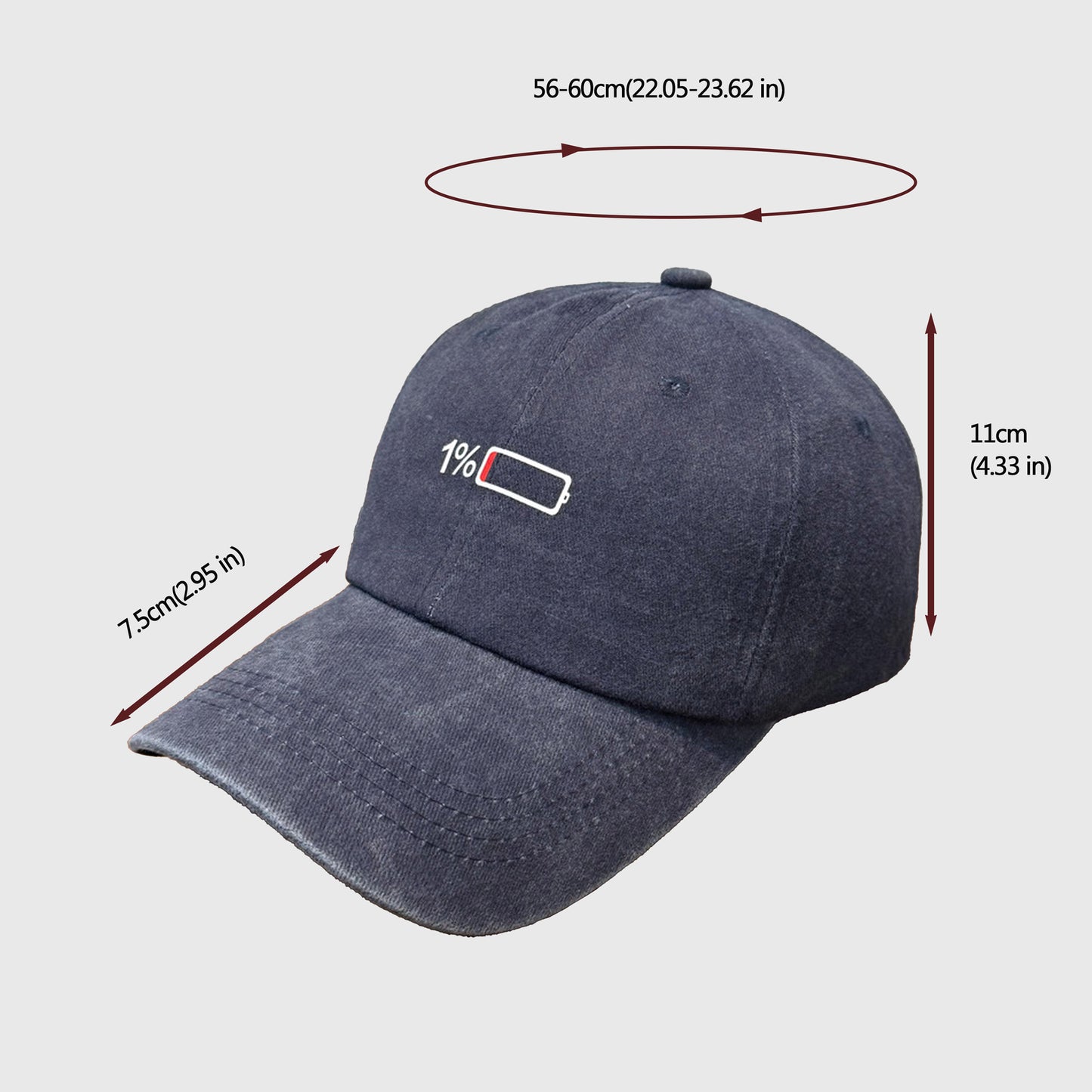 Anna-Kaci Unisex Baseball Cap with Battery Embroidery