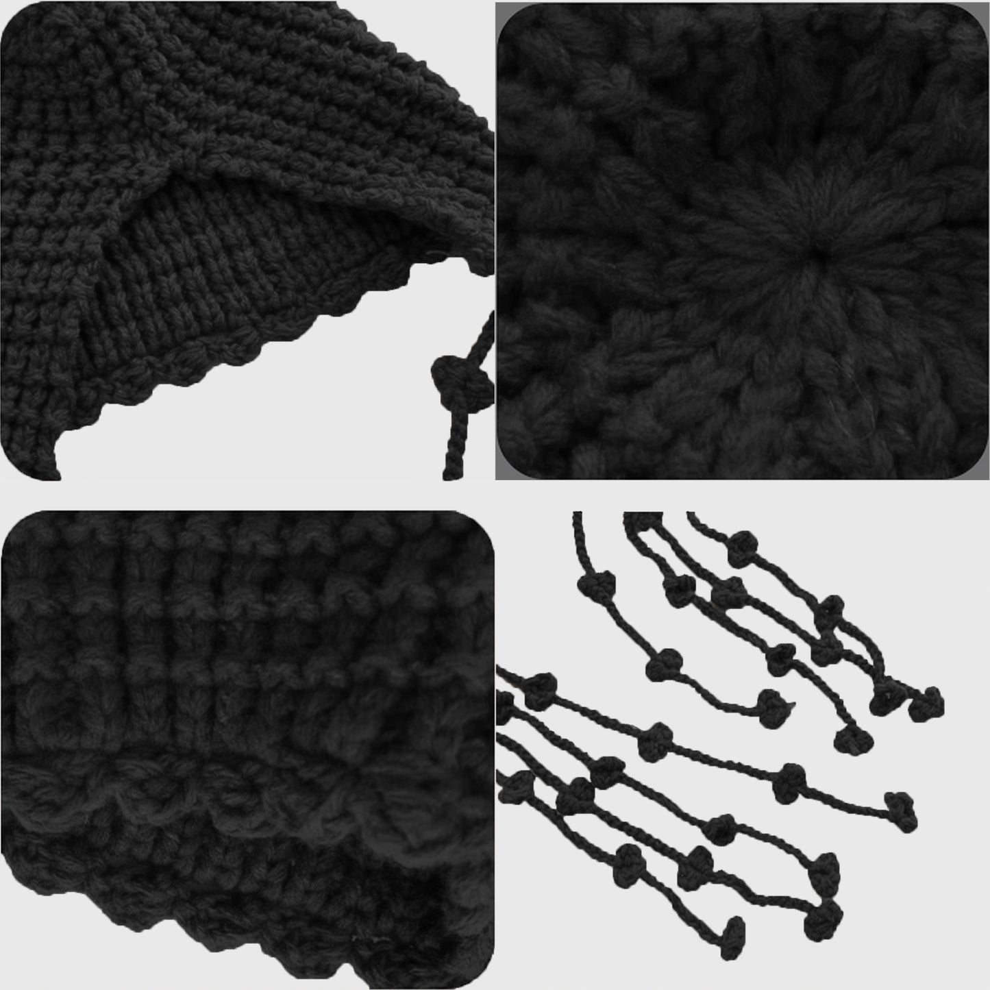 Anna-Kaci Women's Crochet Beanie with Tassel Details