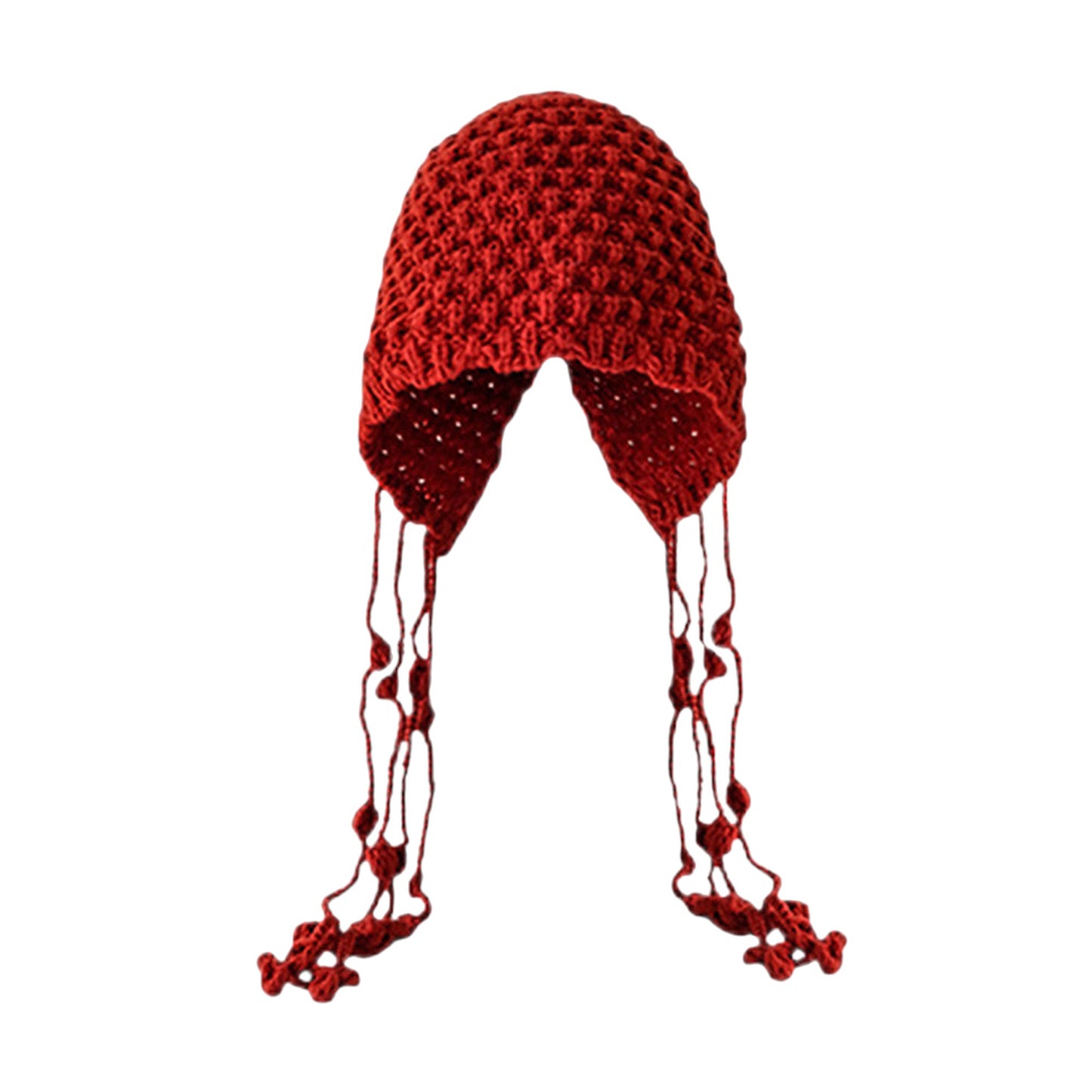 Anna-Kaci Women's Crochet Beanie with Tassel Details