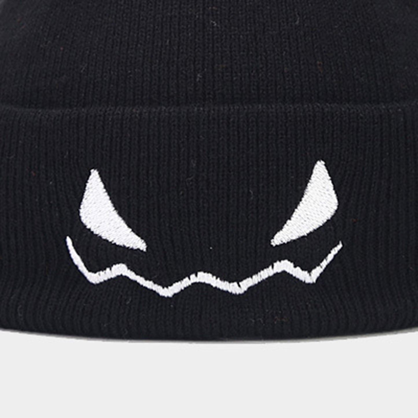 Anna-Kaci Women's Knit Beanie Hat with Pumpkin Face Embroidery Halloween Themed Design