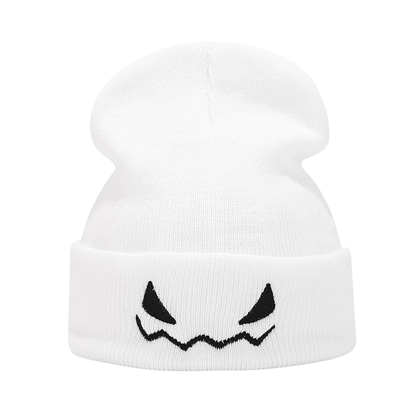 Anna-Kaci Women's Knit Beanie Hat with Pumpkin Face Embroidery Halloween Themed Design