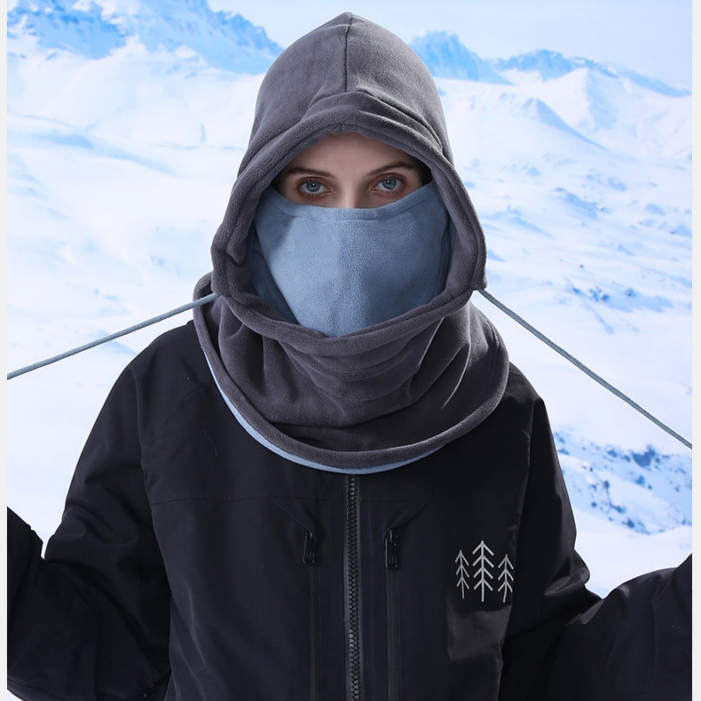 Anna-Kaci Unisex Fleece Hooded Face Cover with Drawstring Neck Warmer for Cold Weather