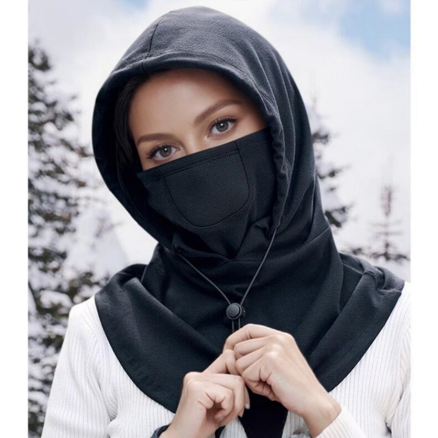Anna-Kaci Unisex Lightweight Hooded Neck Gaiter with Adjustable Drawstring and Breathable Mesh Face Panel