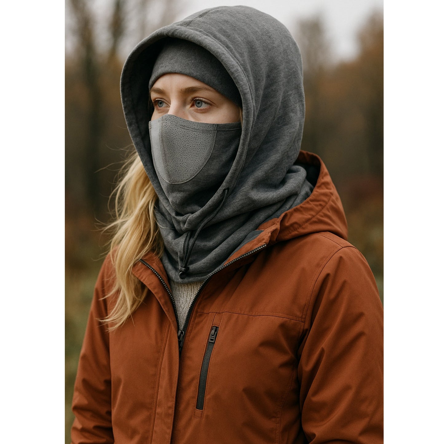Anna-Kaci Unisex Lightweight Hooded Neck Gaiter with Adjustable Drawstring and Breathable Mesh Face Panel