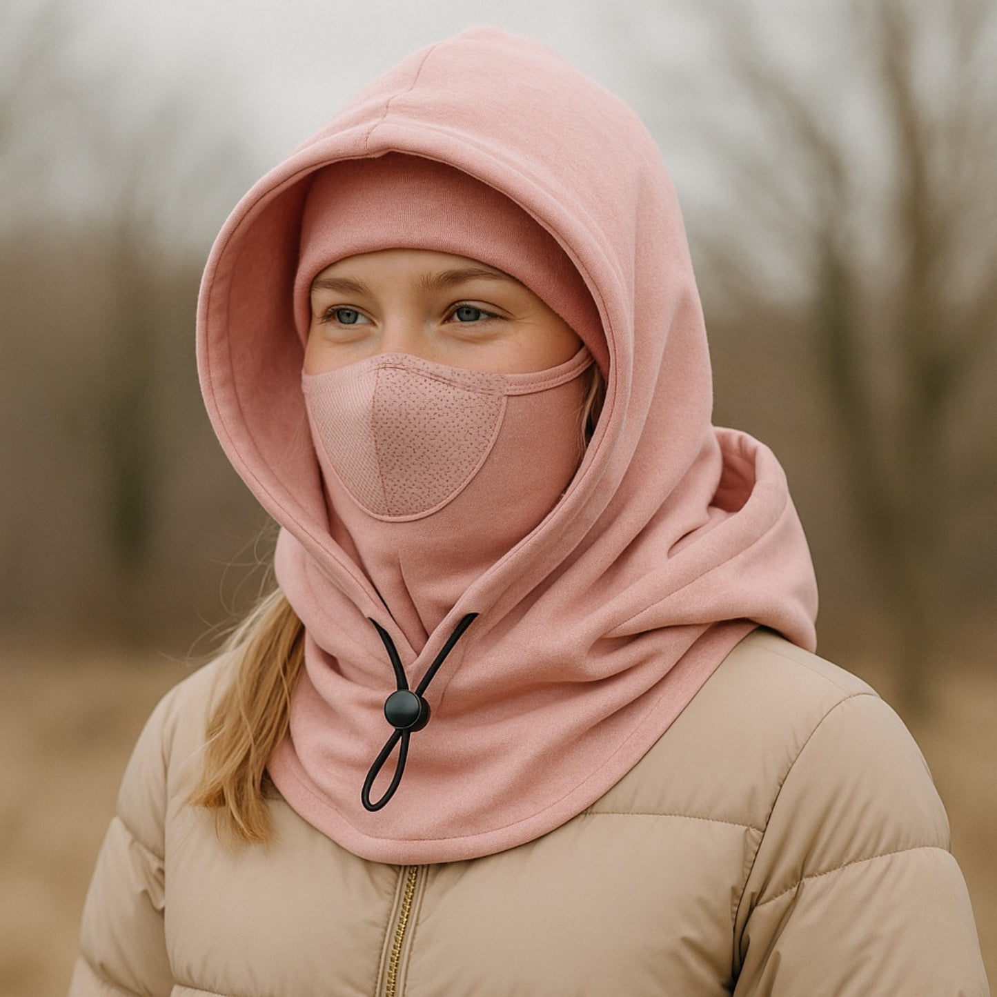 Anna-Kaci Unisex Lightweight Hooded Neck Gaiter with Adjustable Drawstring and Breathable Mesh Face Panel