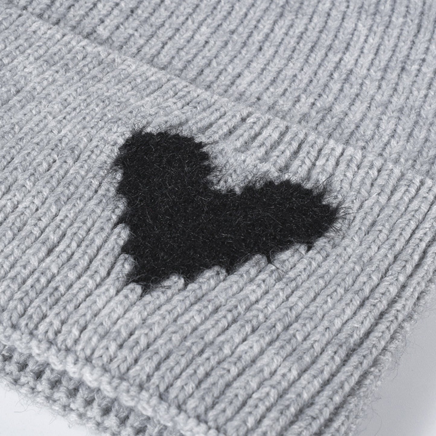 Anna-Kaci Women's Knit Beanie Hat with Embroidered Heart Detail and Folded Cuff
