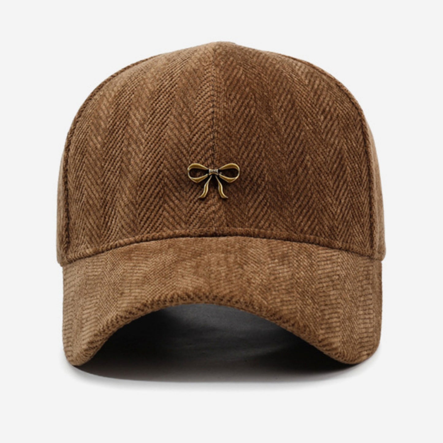Anna-Kaci Women's Herringbone Baseball Cap with Bow Accent and Curved Brim