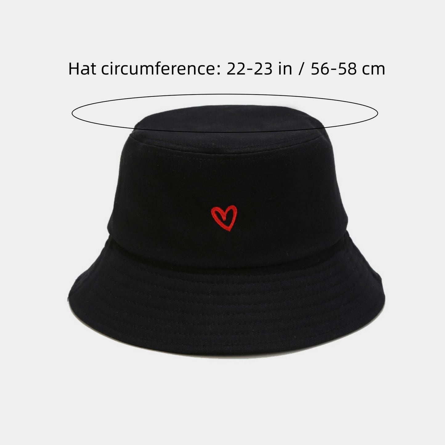 Anna-Kaci Women's Cotton Bucket Hat with Red Heart Embroidery and Wide Brim