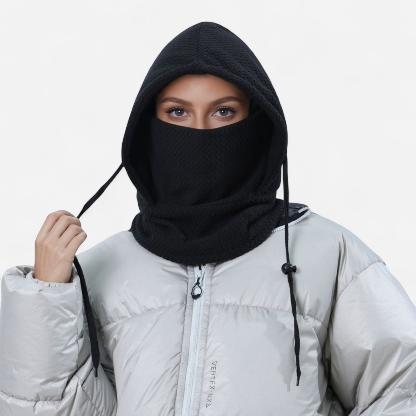 Anna-Kaci Unisex Quilted Thermal Hood with Adjustable Drawstrings and Face Cover