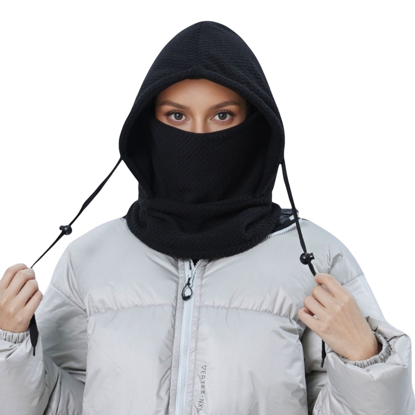 Anna-Kaci Unisex Quilted Thermal Hood with Adjustable Drawstrings and Face Cover