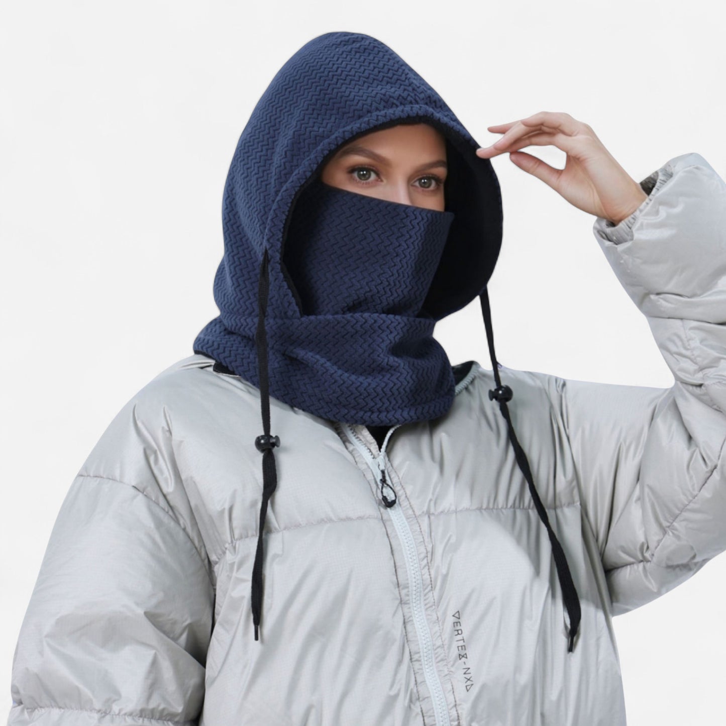 Anna-Kaci Unisex Quilted Thermal Hood with Adjustable Drawstrings and Face Cover