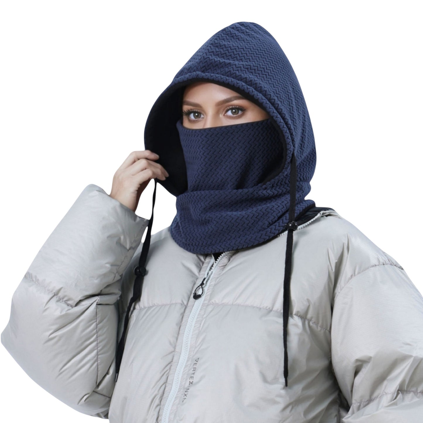 Anna-Kaci Unisex Quilted Thermal Hood with Adjustable Drawstrings and Face Cover