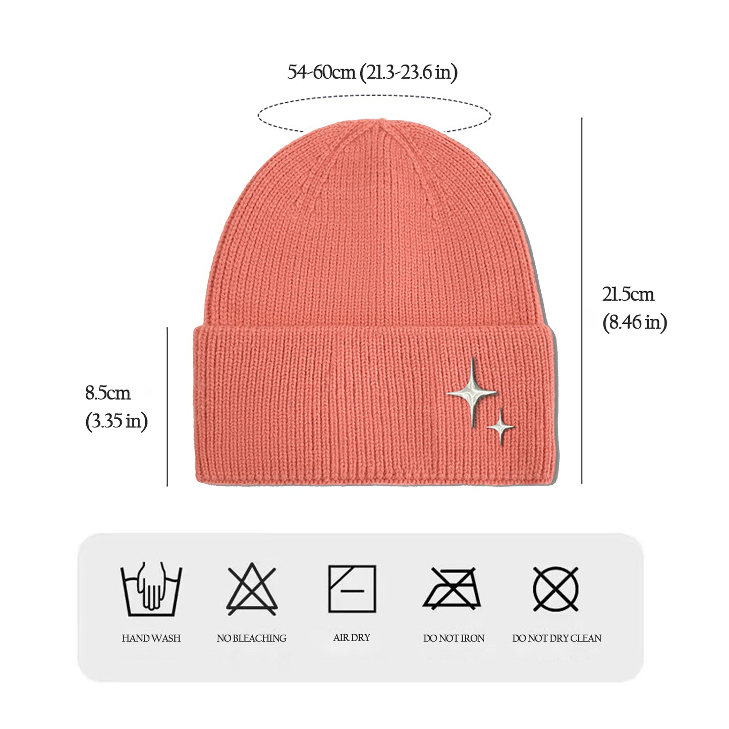 Anna-Kaci Women's Coral Knitted Beanie with Star Embroidery - Stylish & Warm Winter Hat
