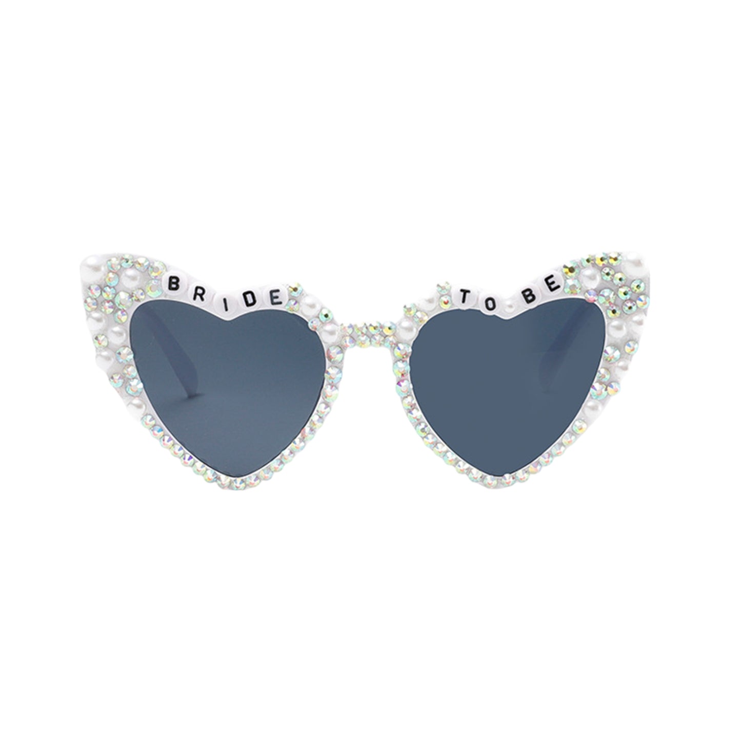 Anna-Kaci Women's Heart-Shaped Bride to Be Sunglasses with Rhinestone and Pearl Embellishments for Bachelorette Party