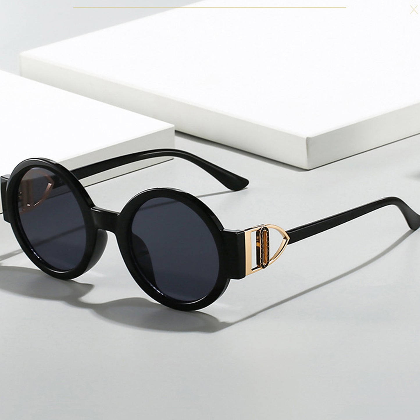 Anna-Kaci Women's Round Frame Sunglasses with Gold Temple Hardware and UV400 Lenses for Retro Modern Style