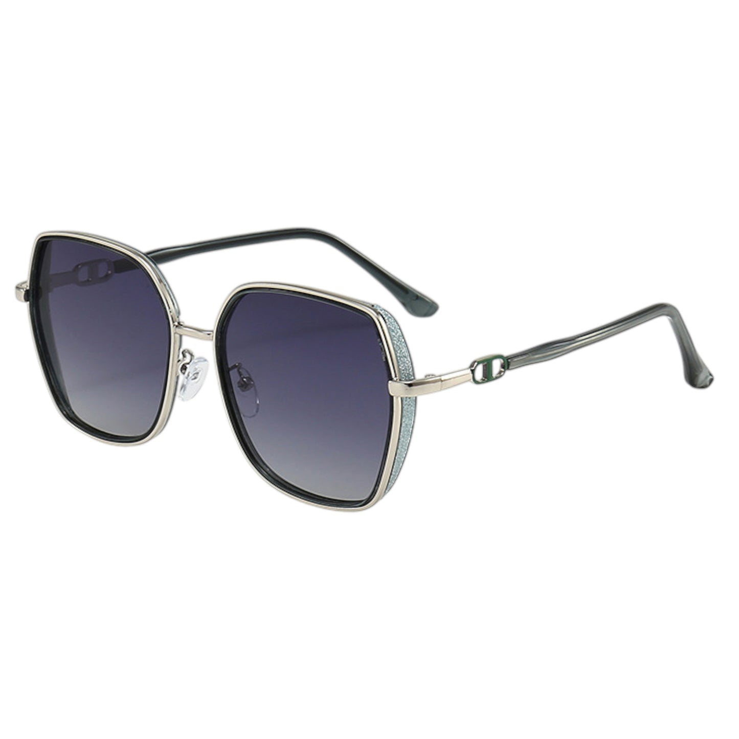 Anna-Kaci Women's Oversized Square Sunglasses with Dual Layer Frame and Gold Temple Accent UV400 Dark Lenses