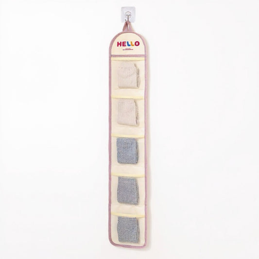 Anna-Kaci Hanging Wall Storage Organizer with multiple Mesh Pockets and Print Design