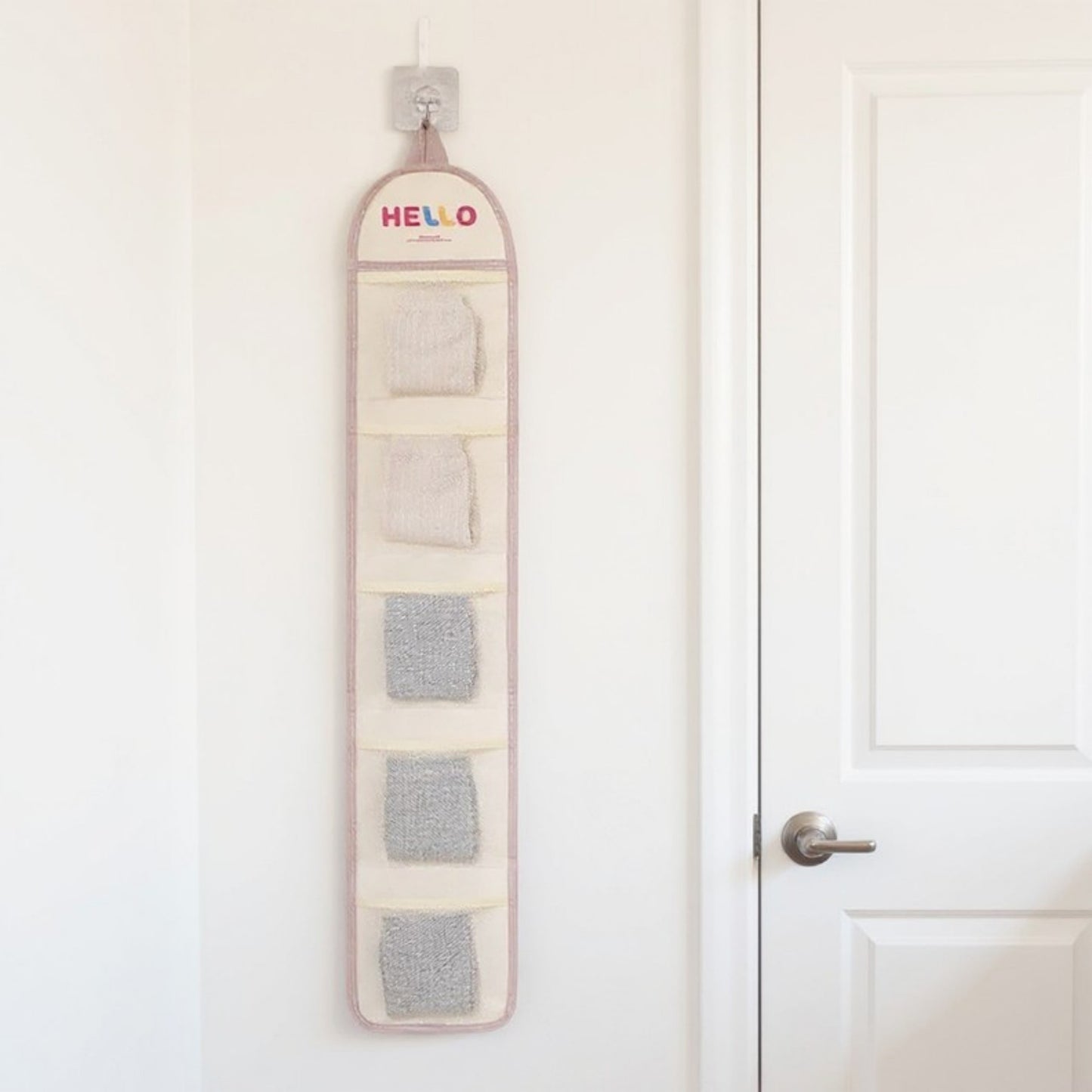 Anna-Kaci Hanging Wall Storage Organizer with multiple Mesh Pockets and Print Design