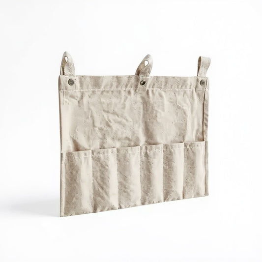 Anna-Kaci Hanging Wall Storage Basket with Front Pocket and Reinforced Canvas Construction