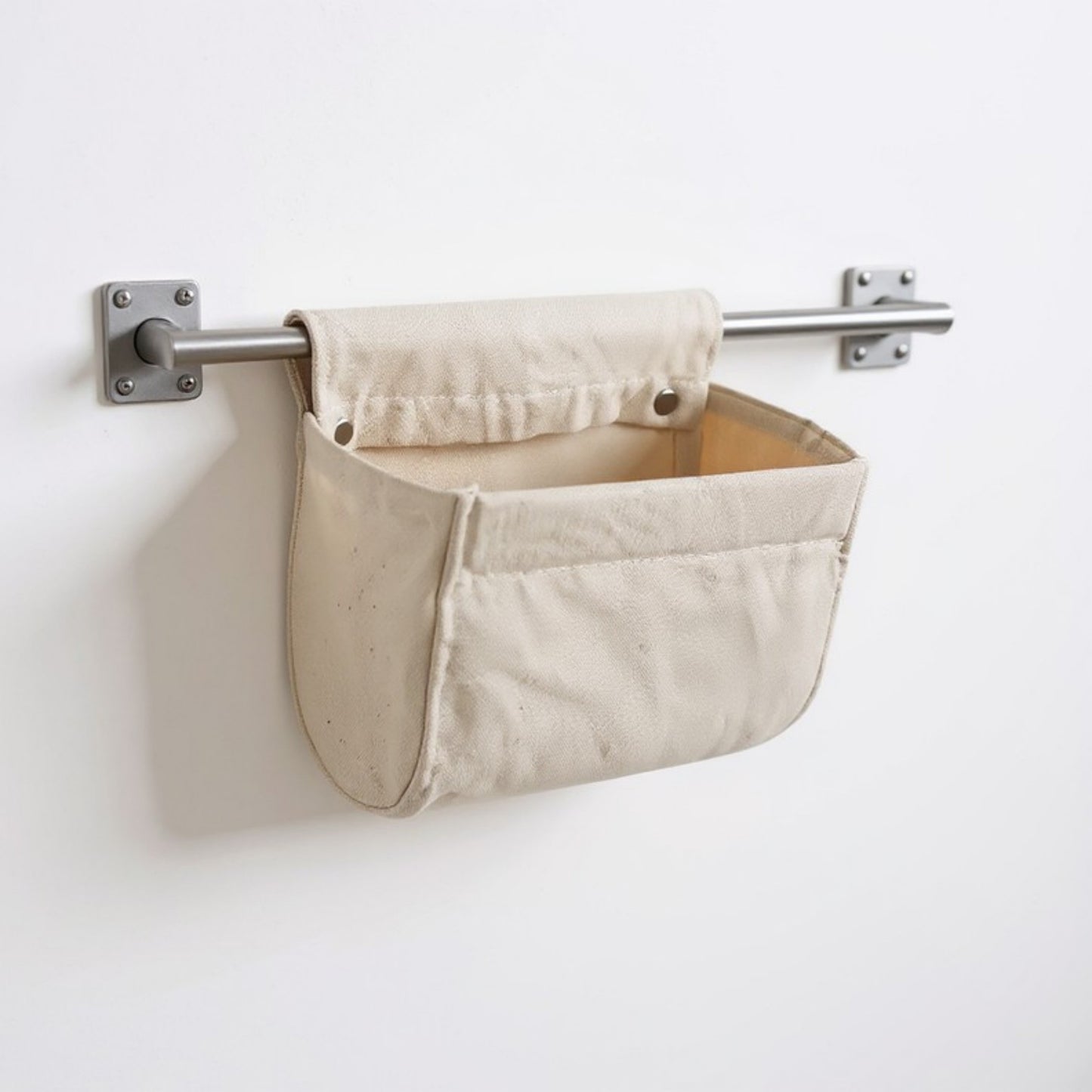 Anna-Kaci Hanging Wall Storage Basket with Front Pocket and Reinforced Canvas Construction
