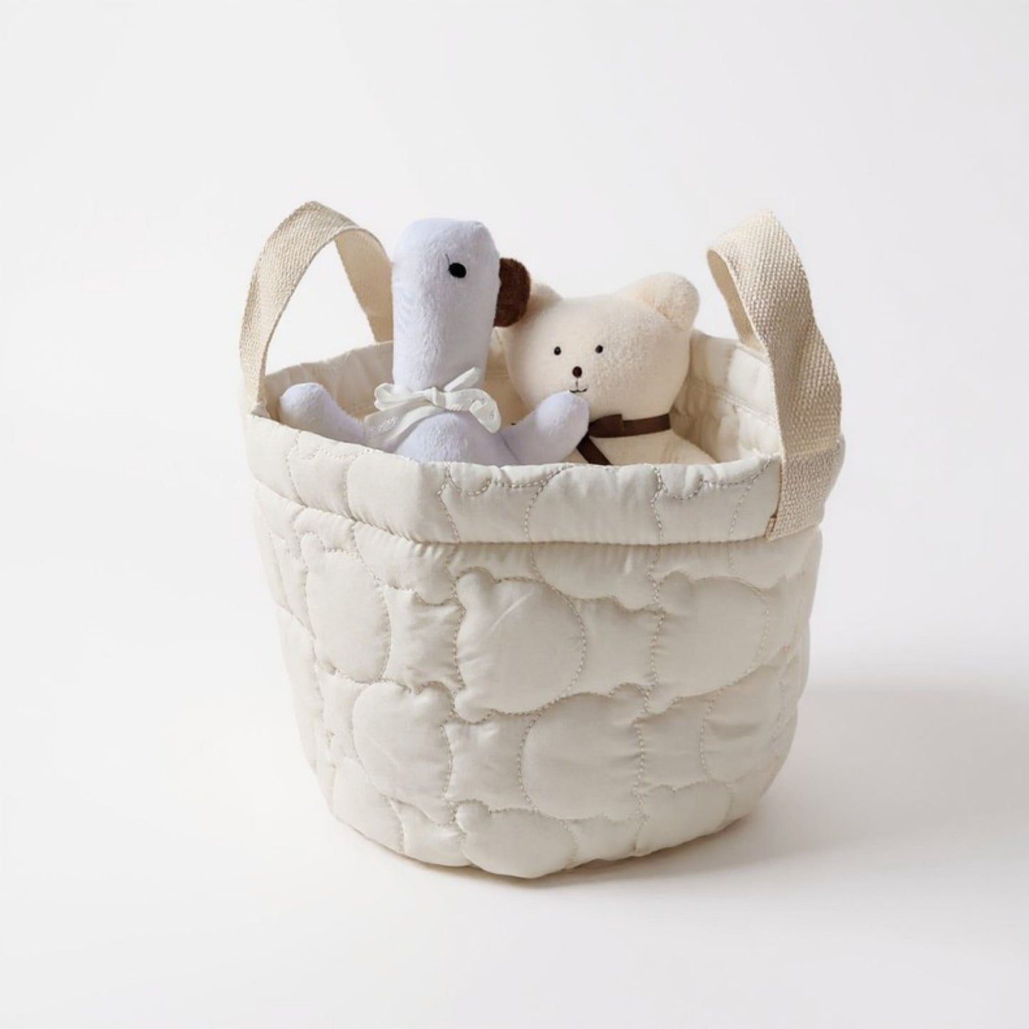 Anna-Kaci Quilted Fabric Storage Basket with Dual Handles and Soft Padded Design