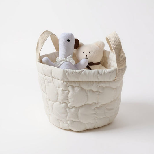 Anna-Kaci Quilted Fabric Storage Basket with Dual Handles and Soft Padded Design