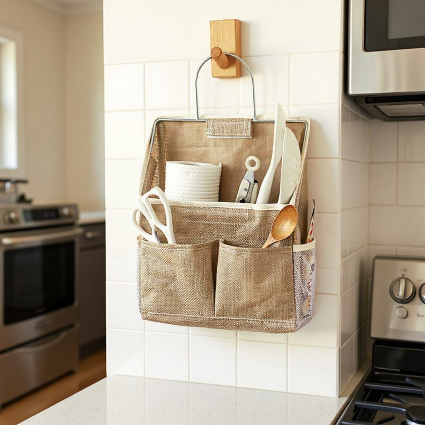 Anna-Kaci Hanging Wall Organizer with Dual Front Pockets and Mesh Side Compartments