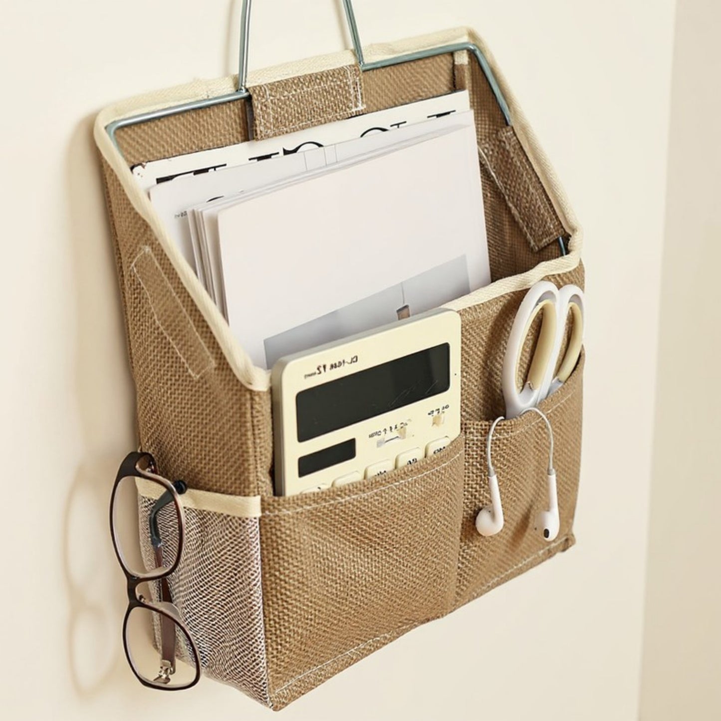 Anna-Kaci Hanging Wall Organizer with Dual Front Pockets and Mesh Side Compartments