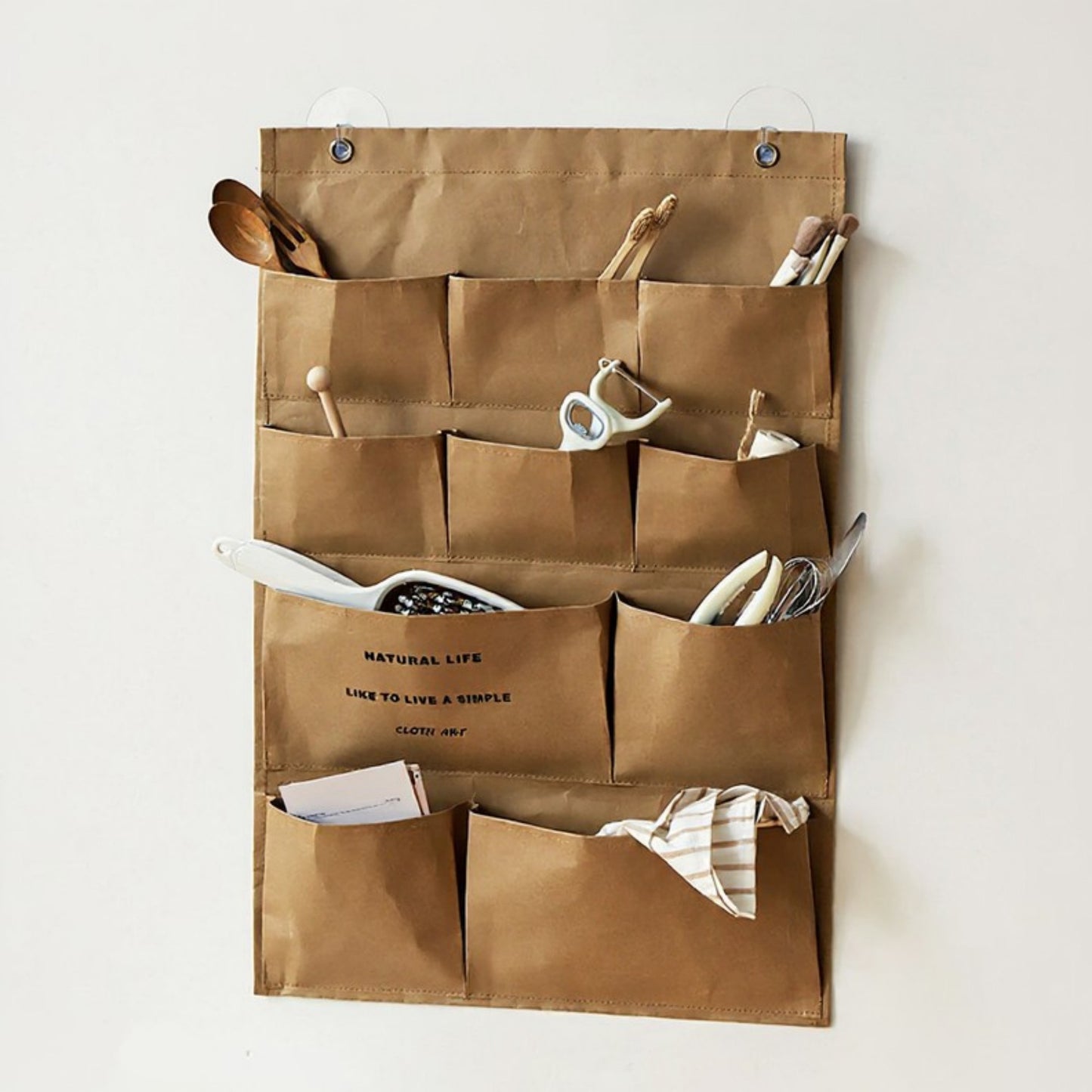 Anna-Kaci Multi-Pocket Hanging Wall Organizer with Durable Canvas Design