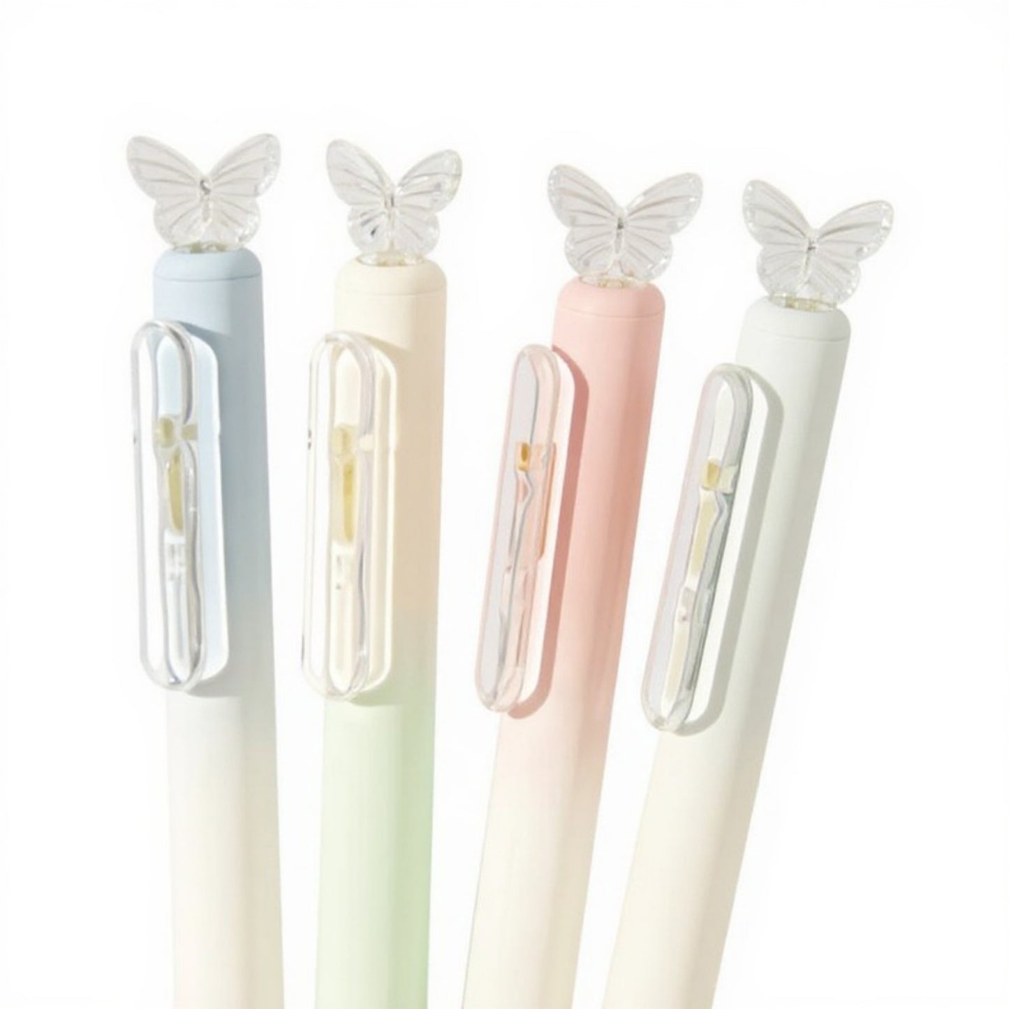 Anna-Kaci Set of 4 Butterfly Top Gel Ink Pens with Smooth Writing Tip