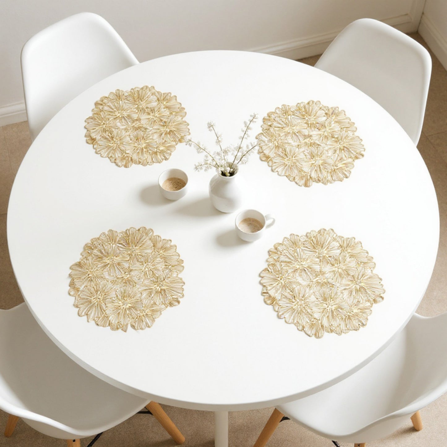 Anna-Kaci Floral Cutout Round Placemat with Delicate Petal Detailing