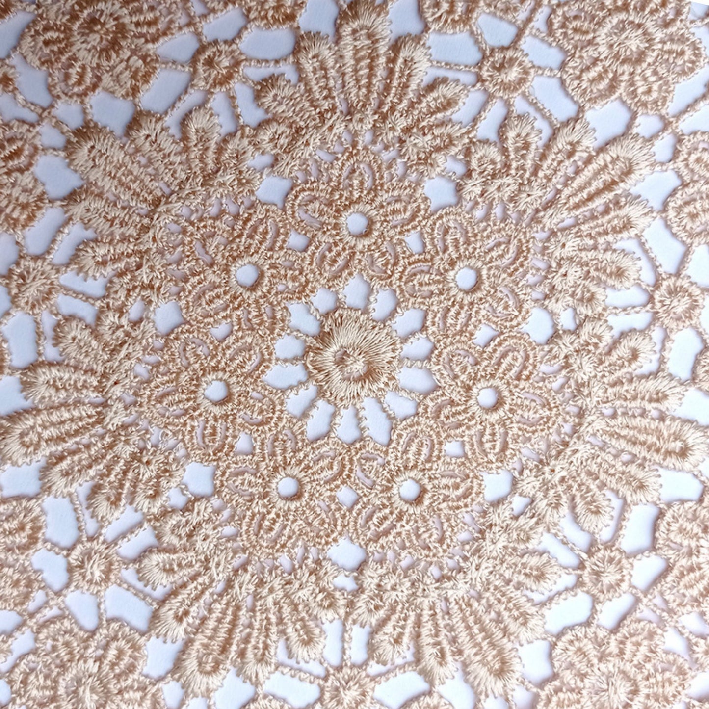 Anna-Kaci Round Lace Floral Placemat with Intricate Embroidered Detailing