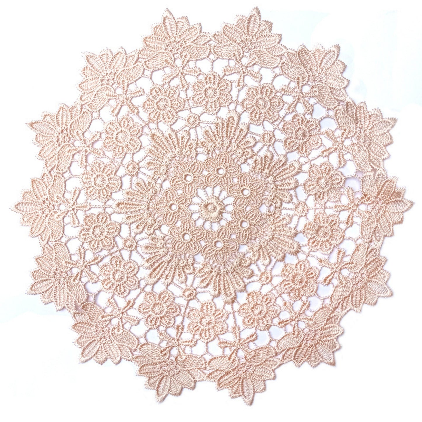 Anna-Kaci Round Lace Floral Placemat with Intricate Embroidered Detailing