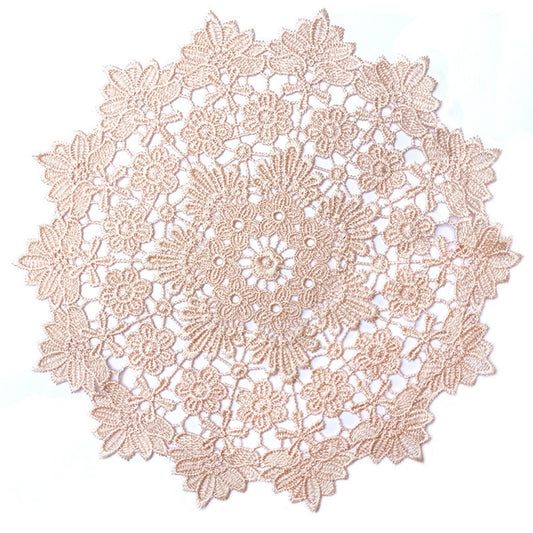 Anna-Kaci Round Lace Floral Placemat with Intricate Embroidered Detailing