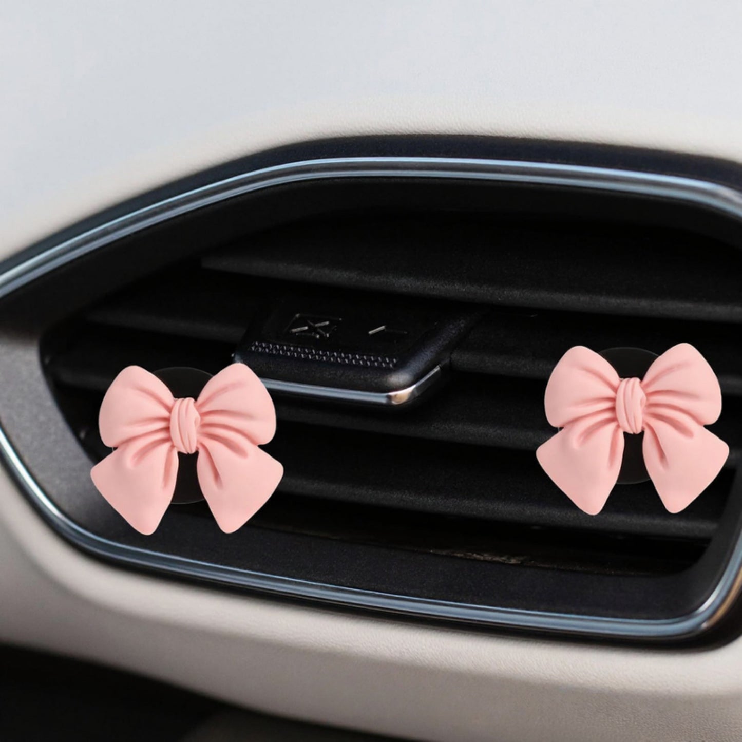 Anna-Kaci 5-Piece Pink Bow Car Air Vent Clip Set with Soft Decorative Design