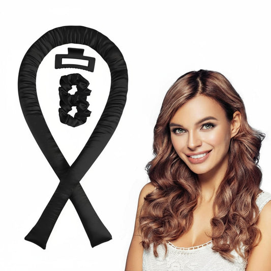 Anna-Kaci No-Heat Curling Ribbon Set with Satin Scrunchies and Hair Clip